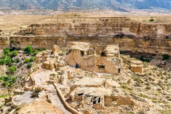 Ruins of a Berber house at Ghoufi Canyon in Algeria, North Africa
