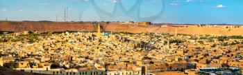 View of Ghardaia, a city in the Mzab Valley. A UNESCO world heritage site in Algeria
