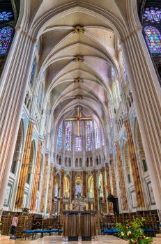 Interior of the Cathedral of Our Lady of Chartres, a UNESCO world heritage site in France