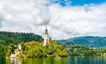 Church of the Assumption of Mary on the island on Bled Lake in Slovenia