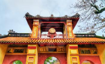 Ancient gate at the Forbidden City in Hue. UNESCO world heritage in Vietnam