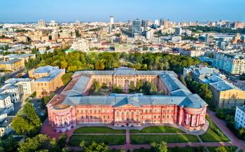 Aerial view of Taras Shevchenko National University in Kyiv, Ukraine