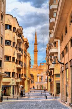 Minaret of the Mohammad Al-Amin Mosque in the city centre of Beirut, the capital of Lebanon