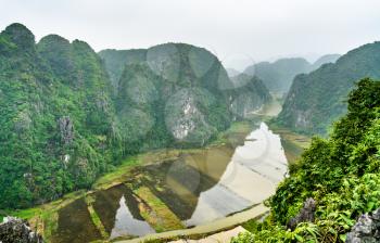 Trang An Scenic Landscape Complex. UNESCO world heritage in Vietnam