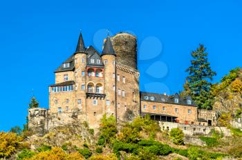 Katz Castle in the Upper Middle Rhine Valley. UNESCO world heritage in Germany