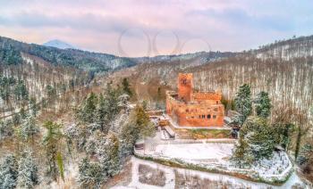 Winter view of the Chateau de Kintzheim, a castle in the Vosges Mountains - Alsace, France