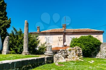 Ruins of ancient Roman temple in Porec, Croatia