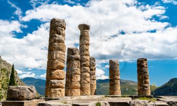 Temple of Apollo at the archaeological Site of Delphi. UNESCO world heritage in Greece
