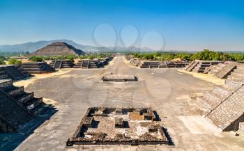 View of the Avenue of the Dead at Teotihuacan. UNESCO world heritage in Mexico