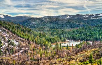 View of Hume Lake within Sequoia National Forest in California, United States