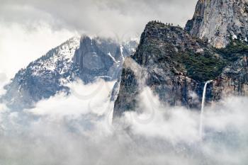 Iconic view of Bridalveil Fall in Yosemite National Park - California, United States