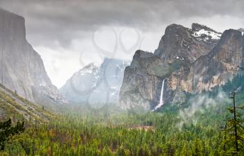 Iconic view of Yosemite National Park in California. UNESCO world heritage in United States