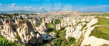 Panorama of Goreme Valley in Cappadocia, Turkey