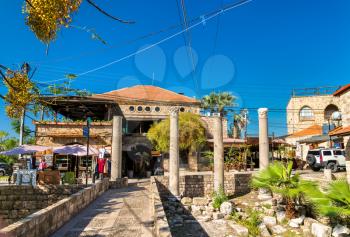 Ancient roman columns in the old town of Byblos - Lebanon, the Middle East