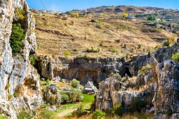View of the Baatara gorge sinkhole in Tannourine, Lebanon