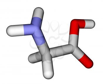 Amino acid glycine sticks molecular model