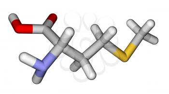 Essential amino acid methionine 3D molecular model