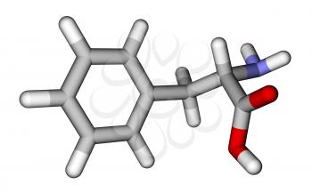 Essential amino acid phenylalanine 3D molecular structure