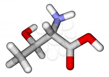 Essential amino acid threonine 3D molecular model