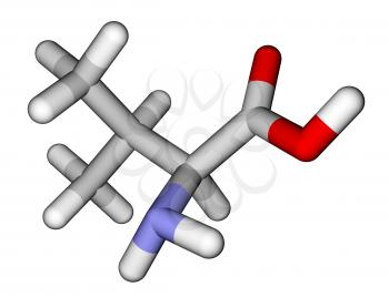 Essential amino acid valine 3D molecular model