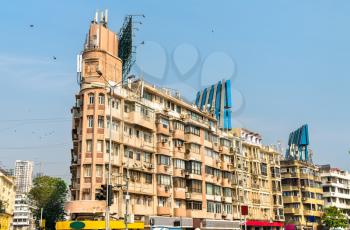 Historical buildings in Girgaon district in Southern Mumbai, India