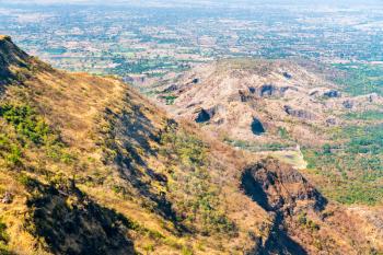 Landscape of Champaner-Pavagadh heritage site from Pavagadh Hill. Gujarat State of India