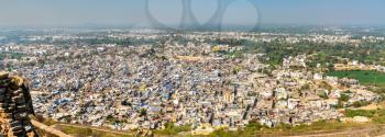 Aerial panorama of Chittorgarh town from the fort - Rajasthan State of India