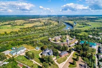Aerial view of Baturyn Fortress with the Seym River in Chernihiv Oblast of Ukraine