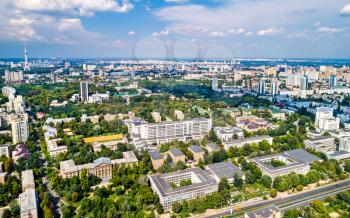 Aerial view of the National Technical University of Ukraine, also known as Igor Sikorsky Kyiv Polytechnic Institute. Kiev, Ukraine
