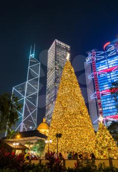 Christmas tree in the Central district of Hong Kong, China