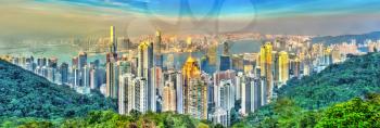 Dramatic panorama of Hong Kong from Victoria Peak. China