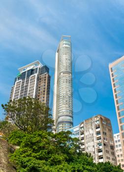 Buildings in the Kowloon district of Hong Kong, China. Kowloon it is the most populous urban area in Hong Kong