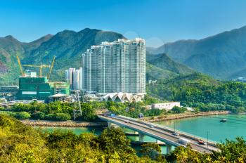 View of Tung Chung district of Hong Kong on Lantau Island - China.