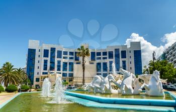 Fountain and National Institute of Music in Algiers, the capital of Algeria