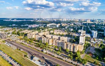 Birds eye view of Voskresenka district of Kiev, the capital of Ukraine