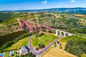 Garabit Viaduct, a railway arch bridge constructed by Gustave Eiffel. Cantal, France