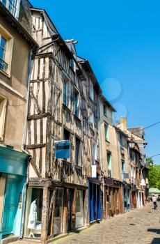 Traditional half-timbered houses in the old town of Rennes - Brittany, France
