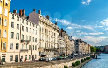 View of the riverside of the Saone in Lyon - Auvergne-Rhone-Alpes, France
