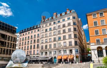 French architecture in the city centre of Lyon - Auvergne-Rhone-Alpes, France