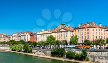 View of the riverside of the Saone in Lyon - Auvergne-Rhone-Alpes, France