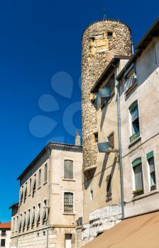 Ancient clock tower in Vienne, the Isere department of France
