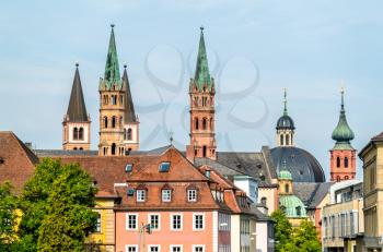 Churches in the old town of Wurzburg - Bavaria, Germany