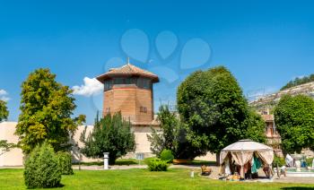 The Falcon Tower at Hansaray, the Khan's Palace in Bakhchysarai, Crimea