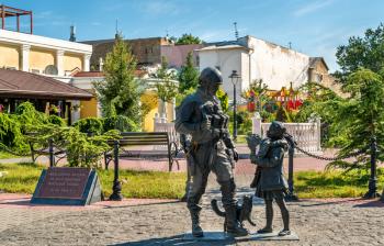 Simferopol, Crimea - August 17, 2018: To Polite People from grateful inhabitants of Crimea, a monument to the russian soldiers who participated in the annexation of Crimea in 2014