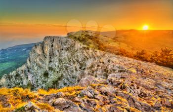 Sunset at Ai-Petri, a peak in the Crimean Mountains