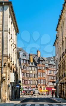 Typical french buildings in the city centre of Rennes, Brittany