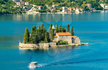 Saint George Island with a Benedictine monastery in the Bay of Kotor - Montenegro, Balkans