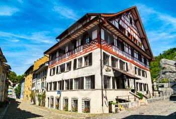 Traditional houses in the old town of Baden in Aargau, Switzerland