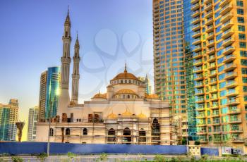 Mosque under construction in Dubai Marina district, UAE