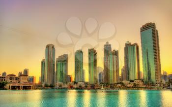 Sunset in Dubai Downtown, United Arab Emirates